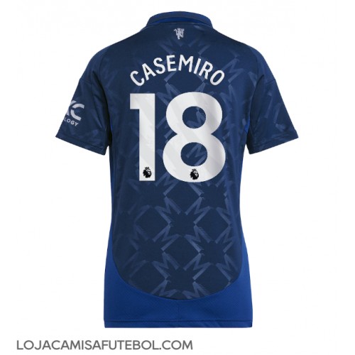 Camisa de Futebol Manchester United Casemiro #18 Equipamento Secundário Mulheres 2024-25 Manga Curta